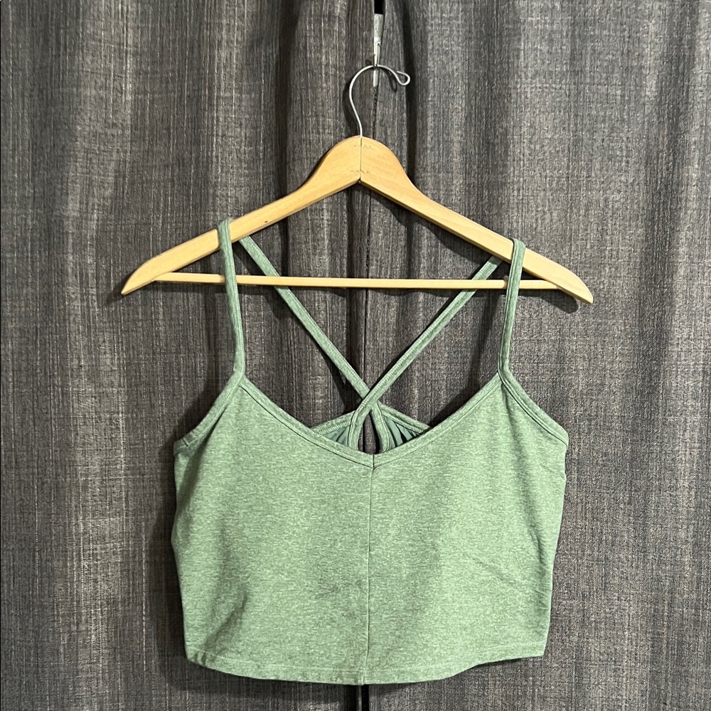 All in motion green cropped lined cross back athletic tank top size XXL
